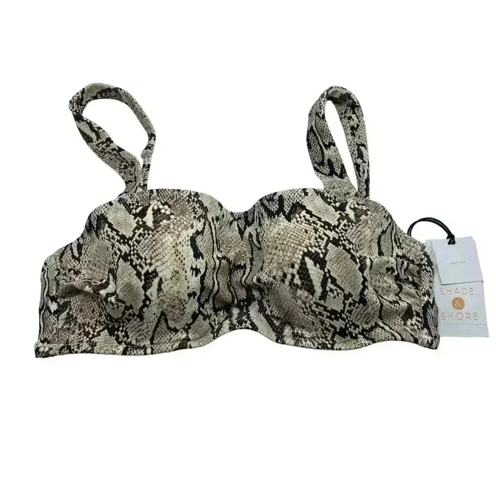 Shade & shore light lift bikini top 32B snakeskin print new with tags